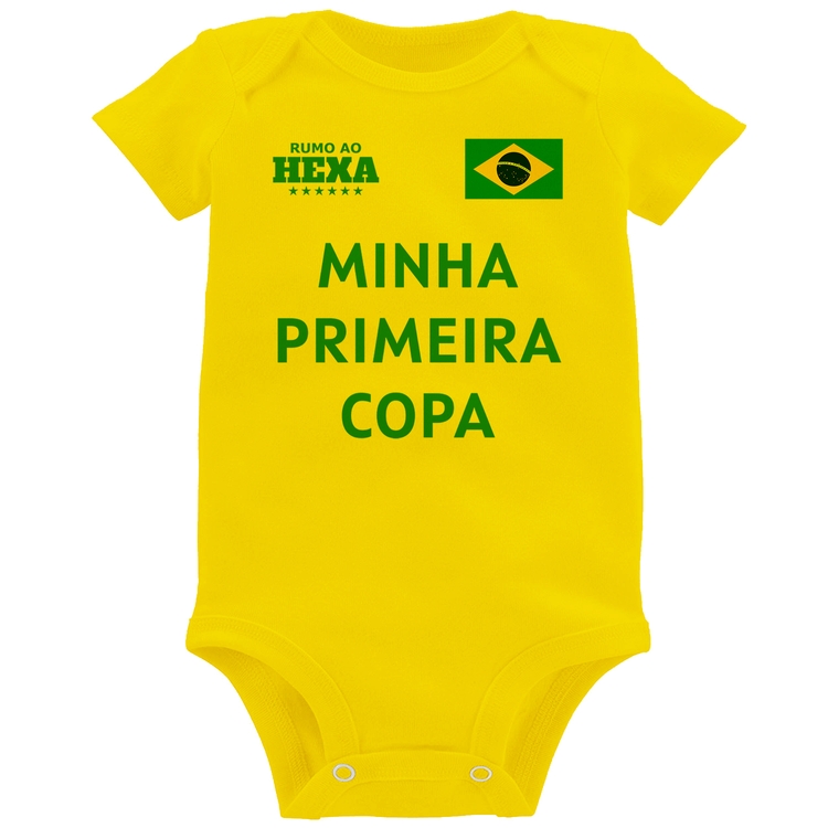 Body Bebê Minha Primeira Copa do Mundo - Amarelo