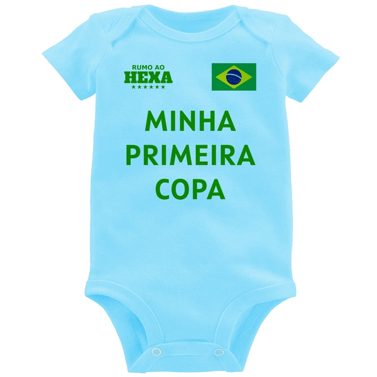 Body Bebê Minha Primeira Copa do Mundo - Azul Bebê