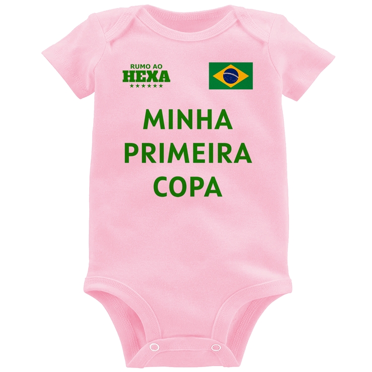 Body Bebê Minha Primeira Copa do Mundo - Rosa Bebê