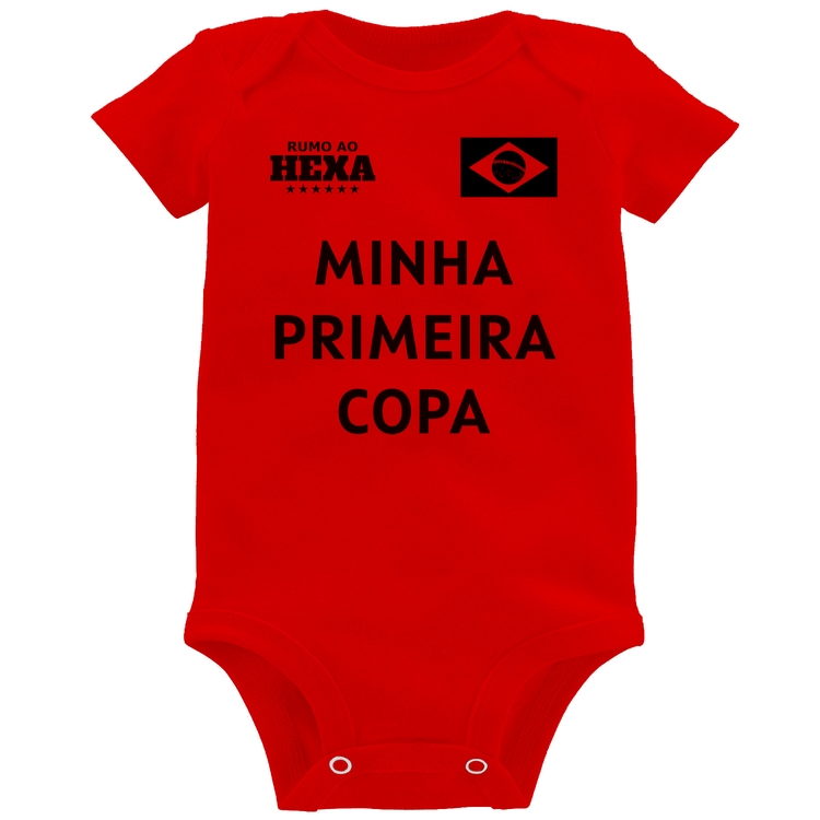 Body Bebê Minha Primeira Copa do Mundo - Vermelho