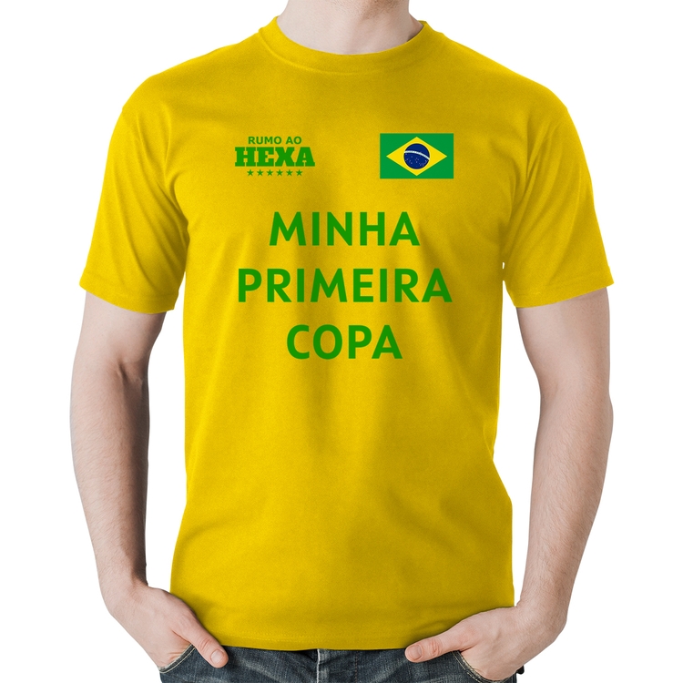 Camiseta Algodão Minha Primeira Copa do Mundo - Amarela