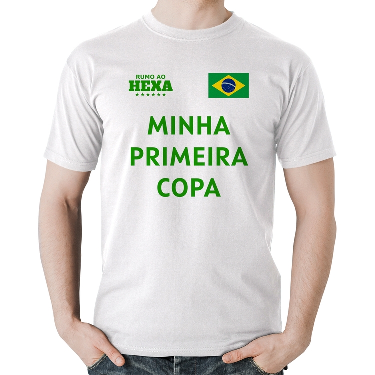 Camiseta Algodão Minha Primeira Copa do Mundo - Branca