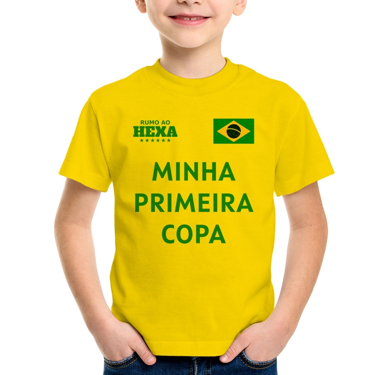 Camiseta Infantil Minha Primeira Copa do Mundo - Amarela