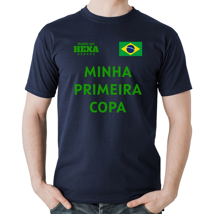 Camiseta Algodão Minha Primeira Copa do Mundo - Marinho
