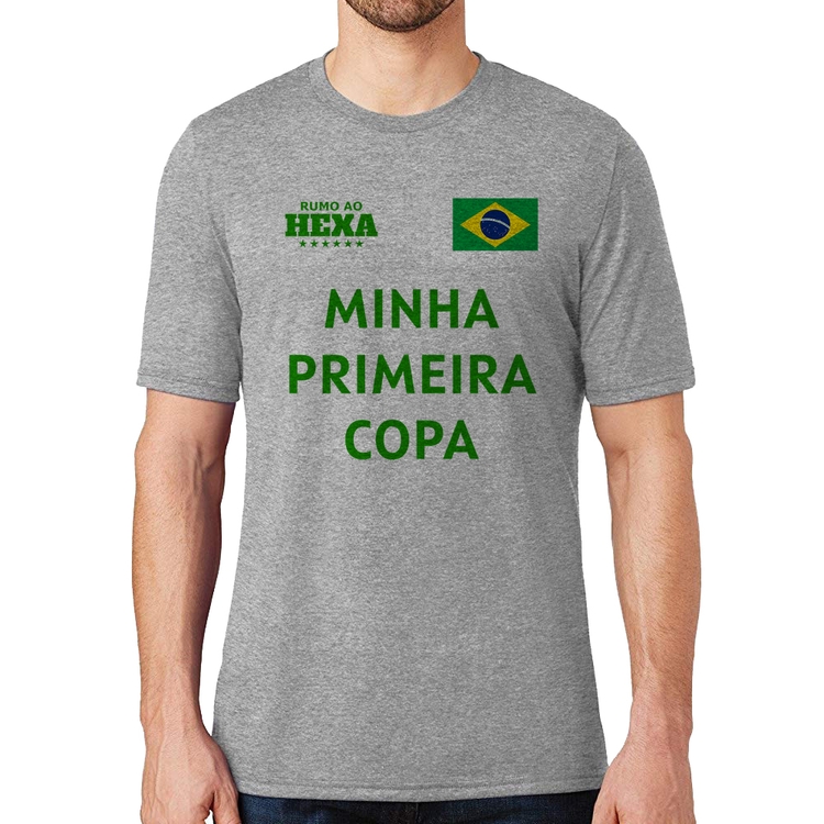 Camiseta Minha Primeira Copa do Mundo - Cinza
