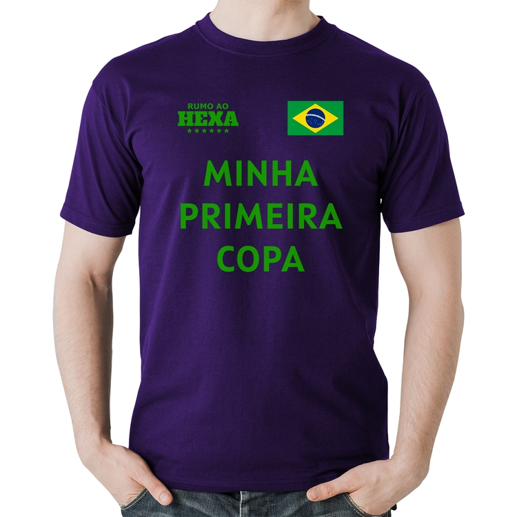 Camiseta Algodão Minha Primeira Copa do Mundo - Roxa