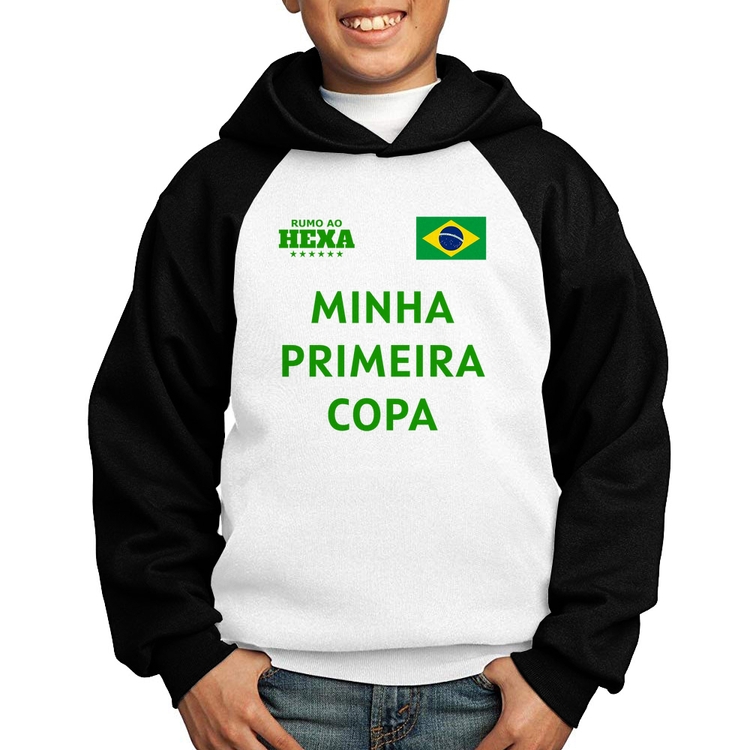 Moletom Infantil Minha Primeira Copa do Mundo - Branco/Preto