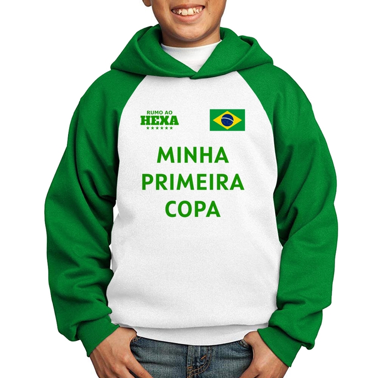 Moletom Infantil Minha Primeira Copa do Mundo - Branco/Verde