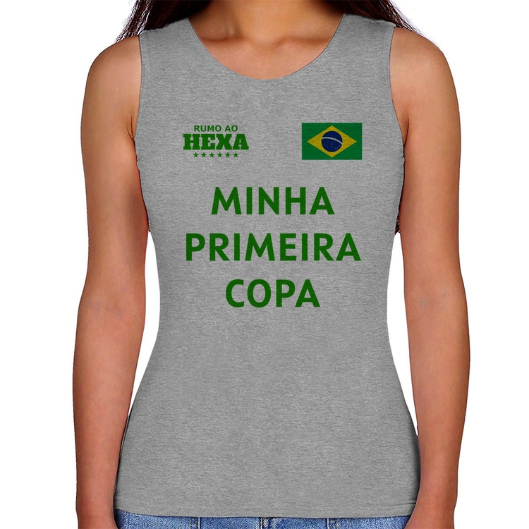 Regata Feminina Minha Primeira Copa do Mundo - Cinza