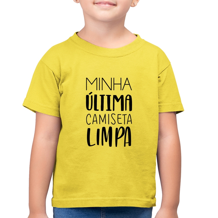 Camiseta Algodão Infantil Minha última camiseta limpa - Amarelo Canário