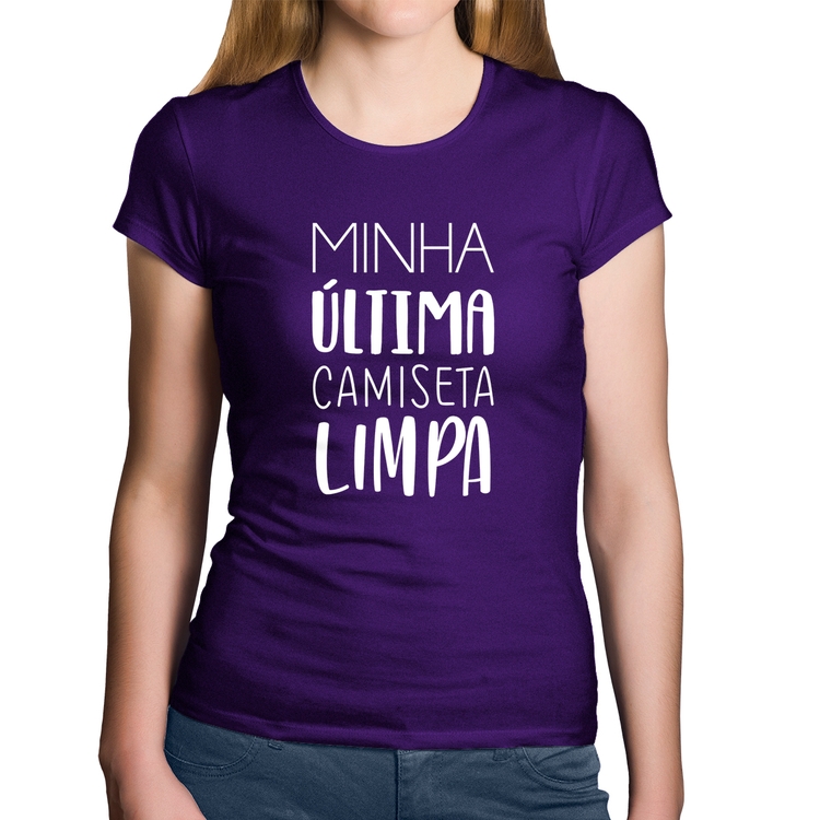 Baby Look Algodão Minha última camiseta limpa - Roxa