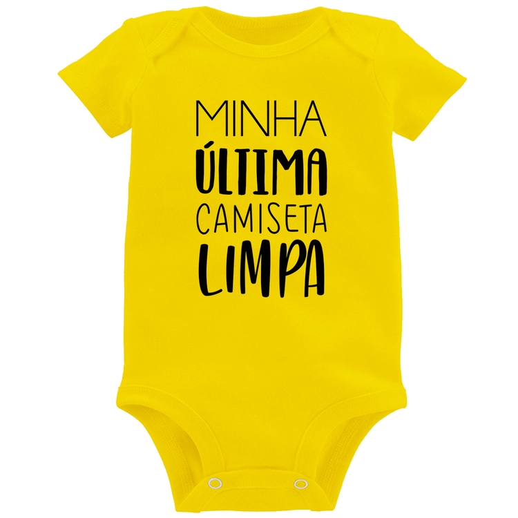 Body Bebê Minha última camiseta limpa - Amarelo