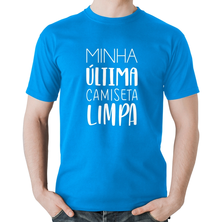 Camiseta Algodão Minha última camiseta limpa - Azul
