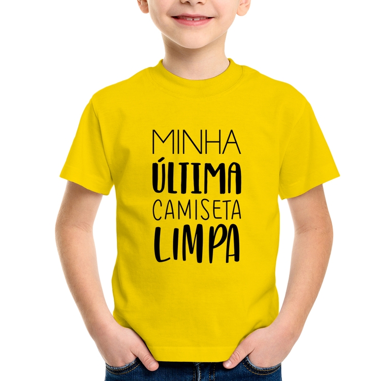 Camiseta Infantil Minha última camiseta limpa - Amarela