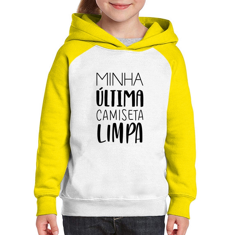 Moletom Infantil Minha última camiseta limpa - Branco/Amarelo