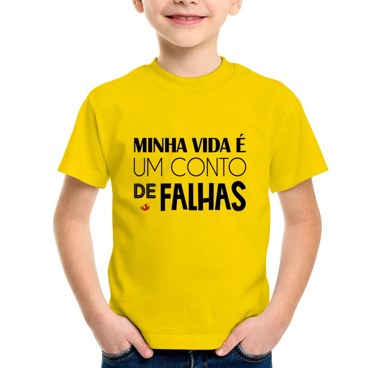 Camiseta Infantil Minha vida é um conto de falhas - Amarela
