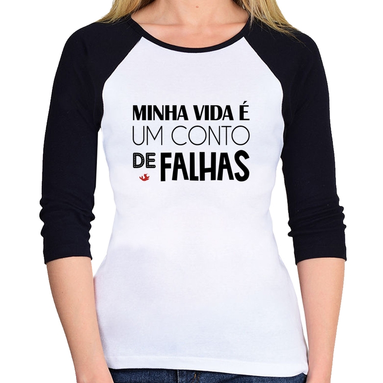 Baby Look Raglan Minha vida é um conto de falhas Manga 3/4