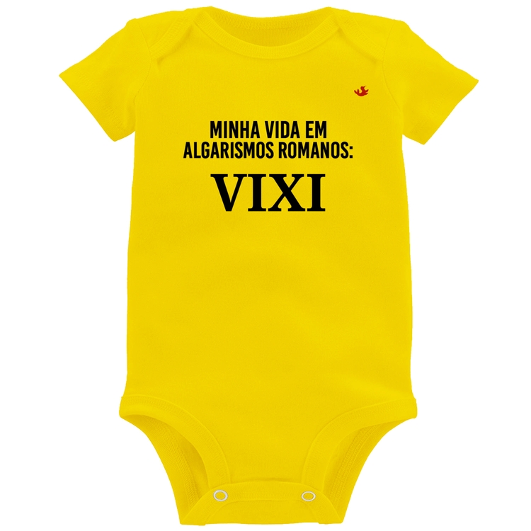 Body Bebê Minha vida em algarismos romanos - Amarelo