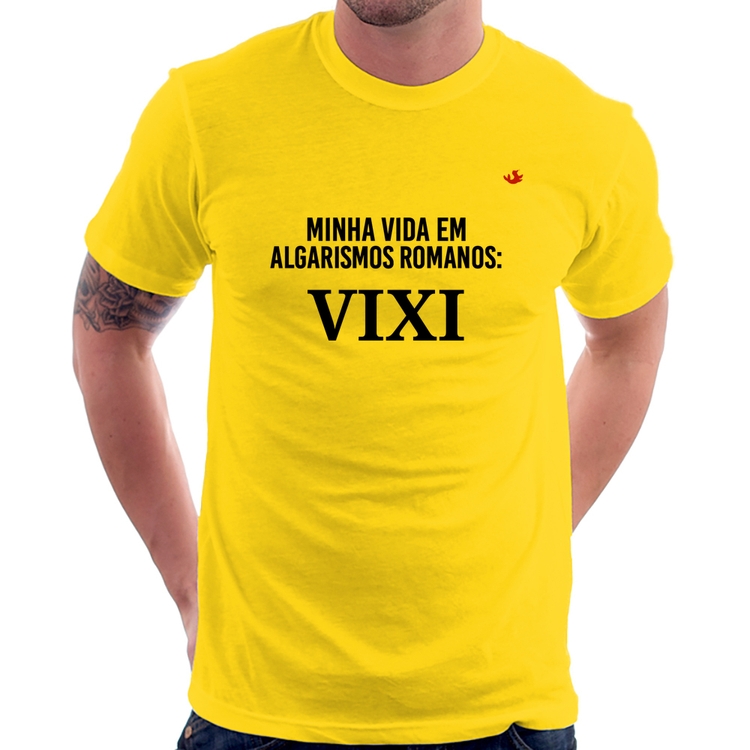 Camiseta Minha vida em algarismos romanos - Amarela