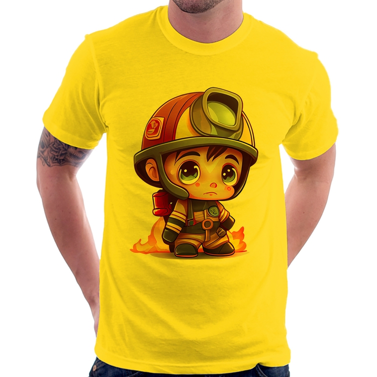 Camiseta  Mini Bombeiro  - Amarela