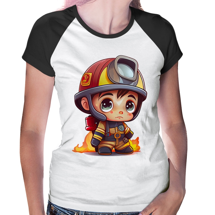 Baby Look Raglan  Mini Bombeiro 