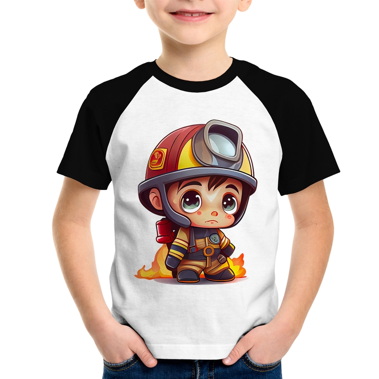 Camiseta Raglan Infantil  Mini Bombeiro 