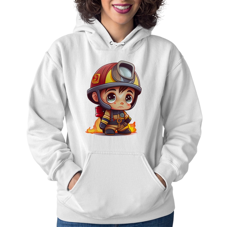 Moletom Feminino  Mini Bombeiro  - Branco