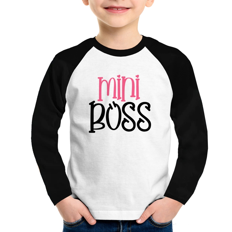 Camiseta Raglan Infantil Mini Boss Manga Longa