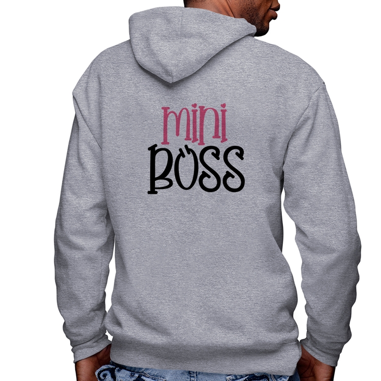 Blusa Moletom Mini Boss Masculina com Capuz e Zíper - Mescla