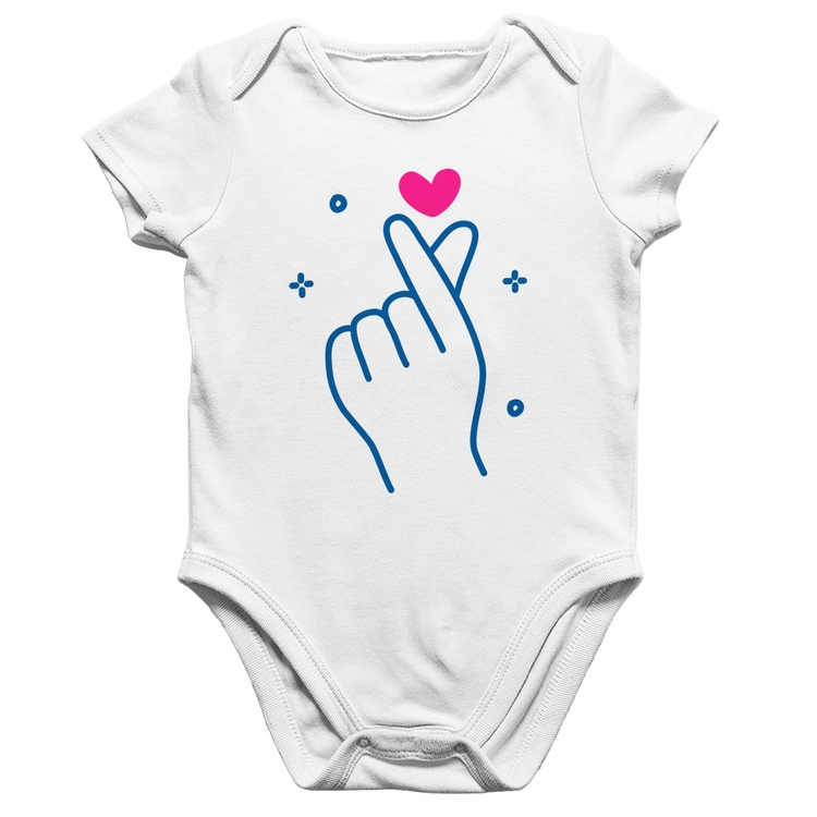Body Bebê Algodão Mini coração coreano - Branco