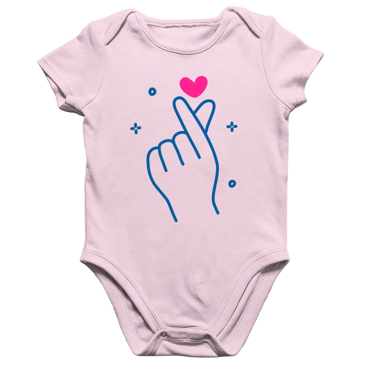 Body Bebê Algodão Mini coração coreano - Rosa Bebê