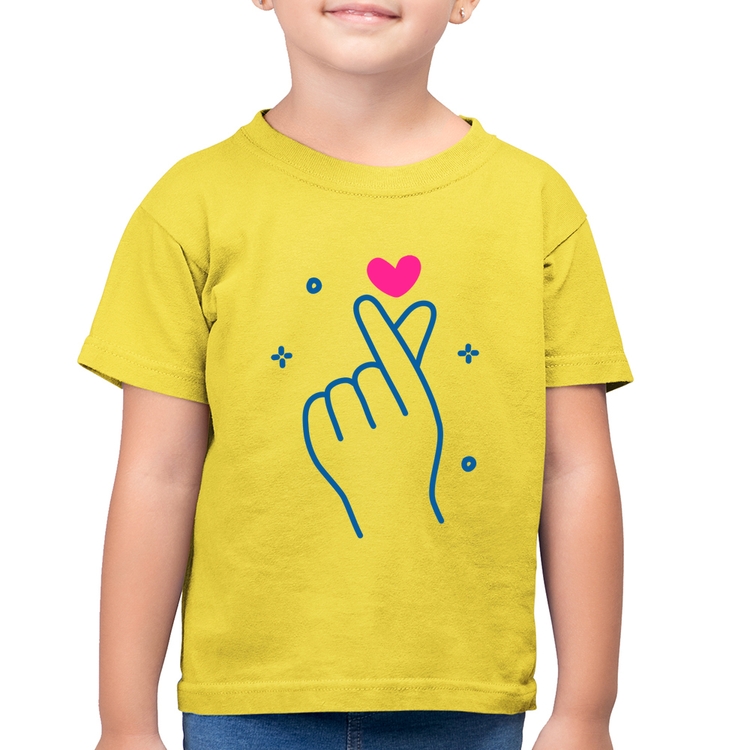 Camiseta Algodão Infantil Mini coração coreano - Amarelo Canário