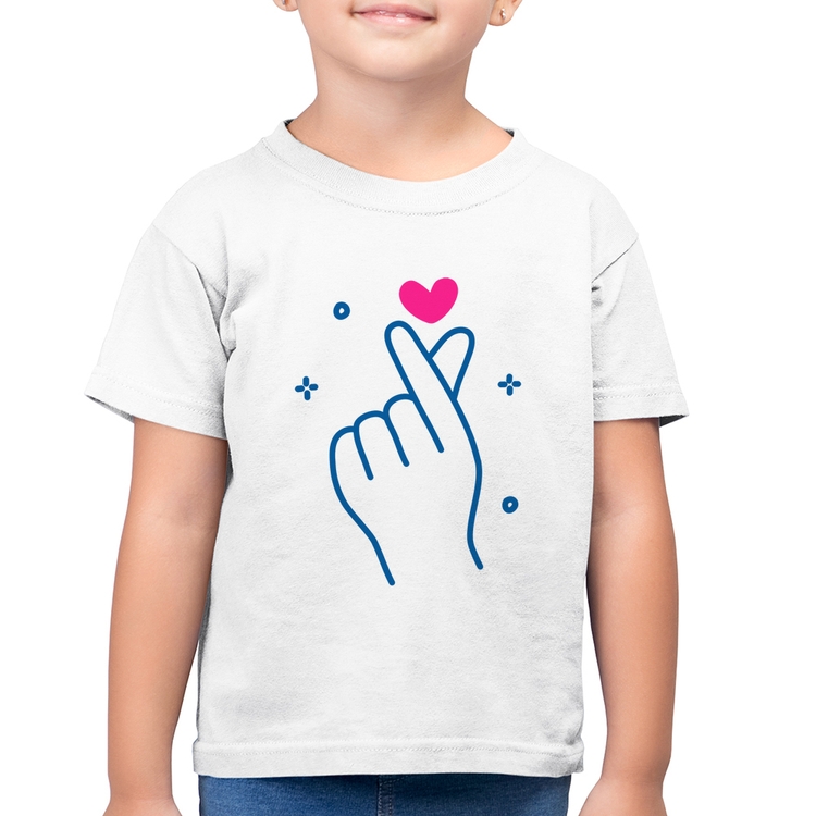 Camiseta Algodão Infantil Mini coração coreano - Branca