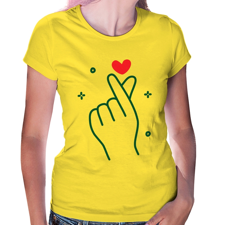 Baby Look Mini coração coreano - Amarela