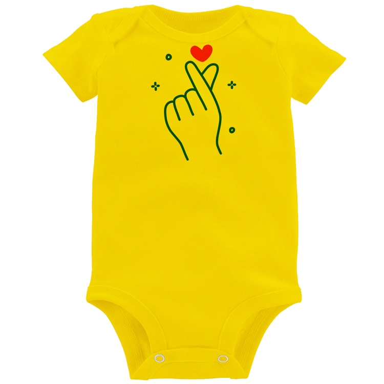 Body Bebê Mini coração coreano - Amarelo