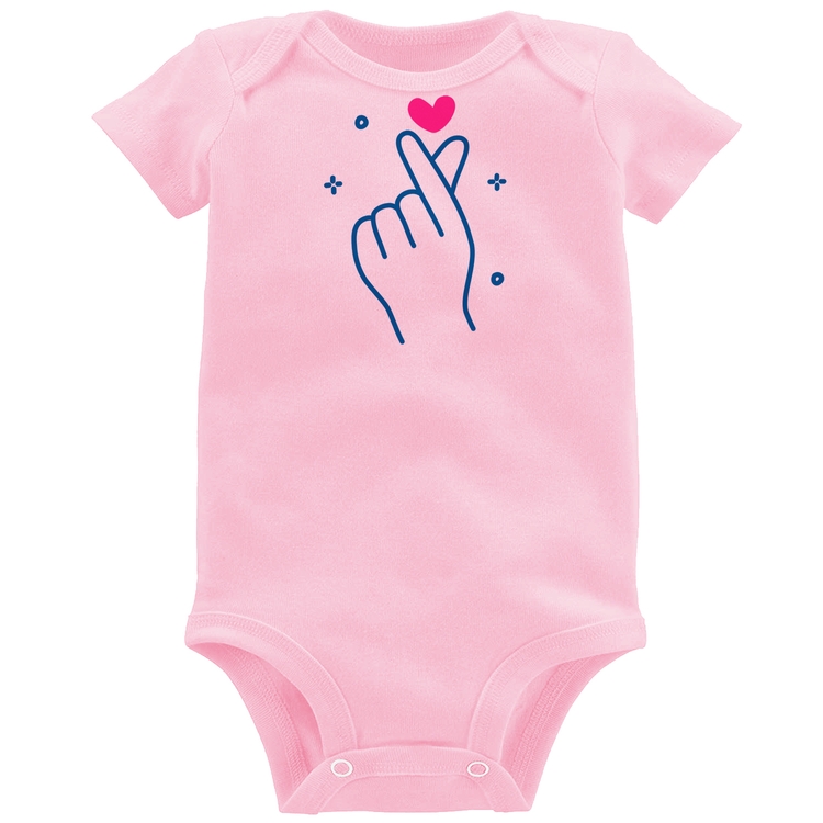 Body Bebê Mini coração coreano - Rosa Bebê
