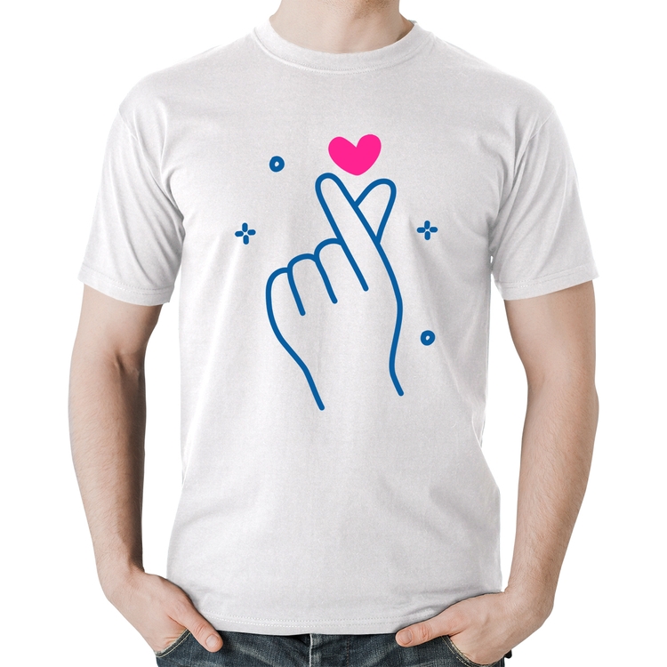 Camiseta Algodão Mini coração coreano - Branca