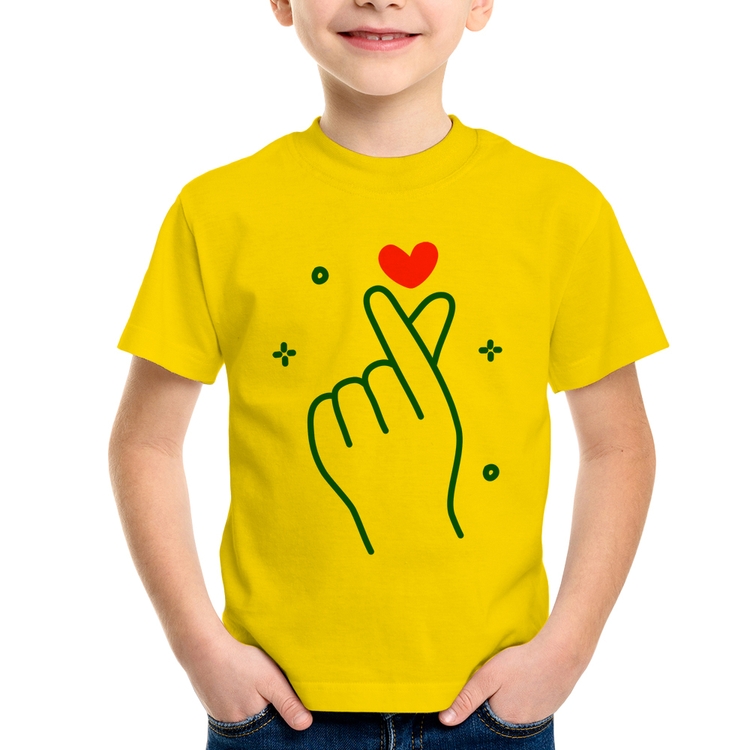Camiseta Infantil Mini coração coreano - Amarela