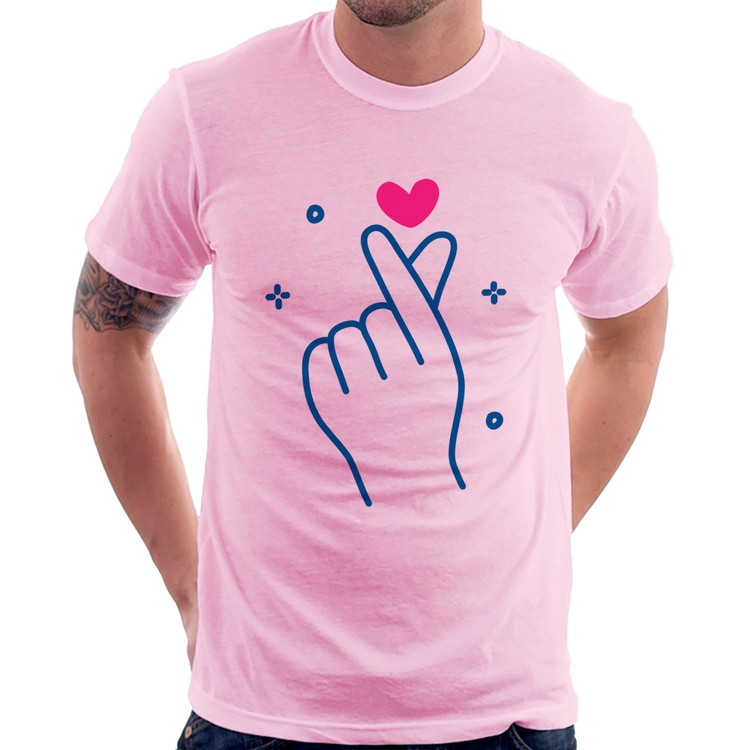 Camiseta Mini coração coreano - Rosa Bebê