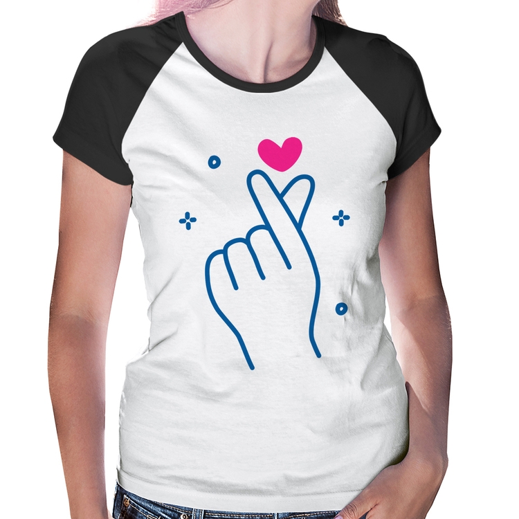 Baby Look Raglan Mini coração coreano