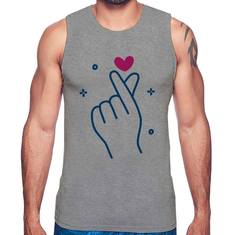 Regata Mini coração coreano - Cinza