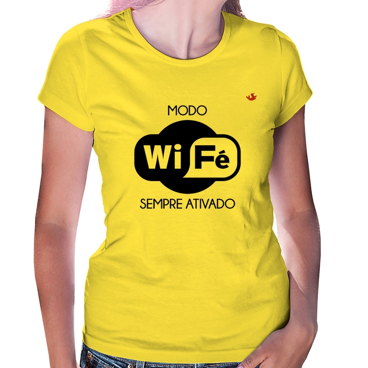 Baby Look Modo Wi-Fé sempre ativado - Amarela