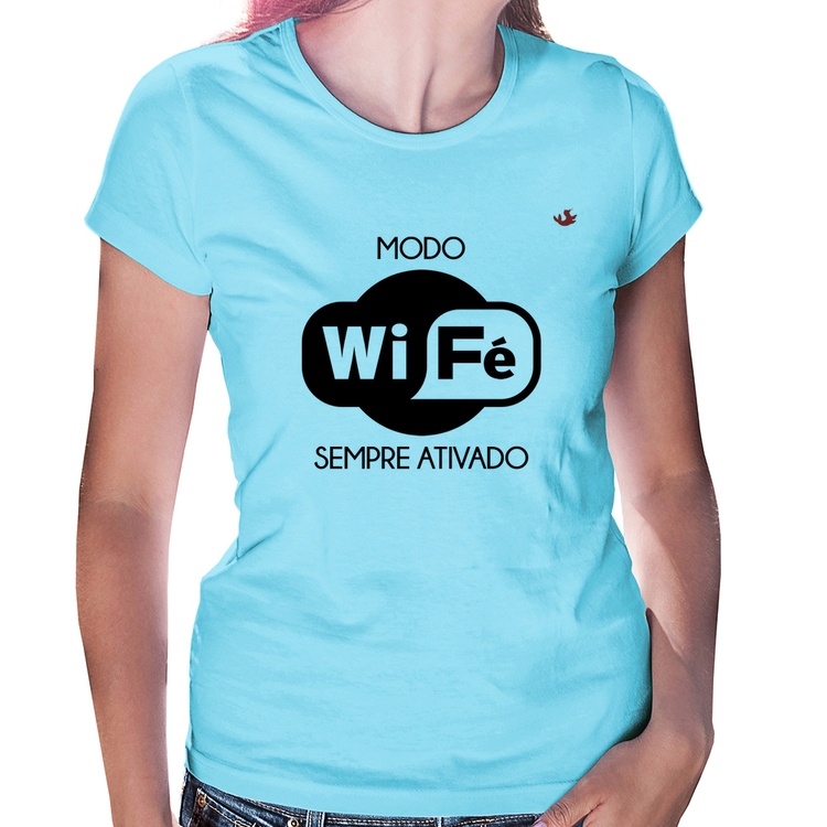 Baby Look Modo Wi-Fé sempre ativado - Azul Bebê