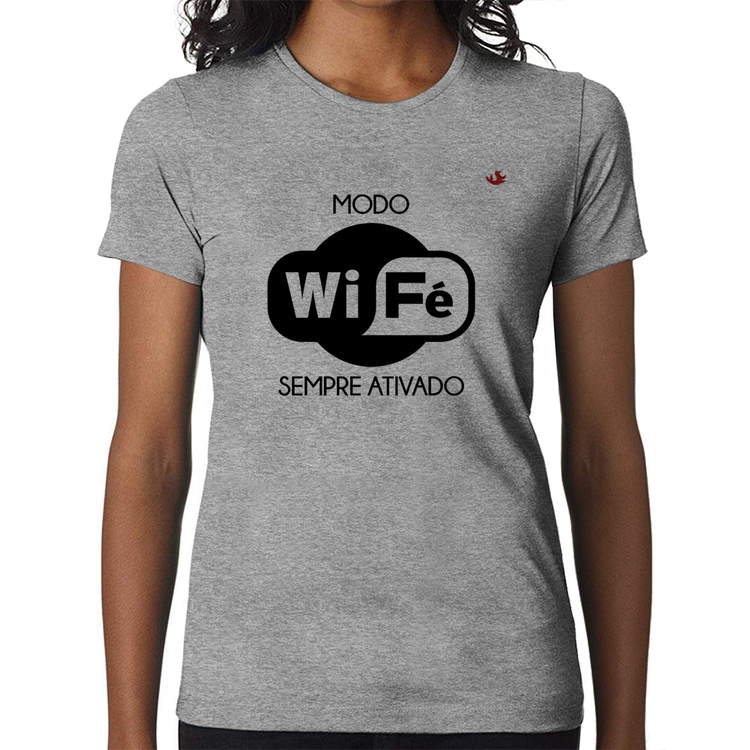 Baby Look Modo Wi-Fé sempre ativado - Cinza