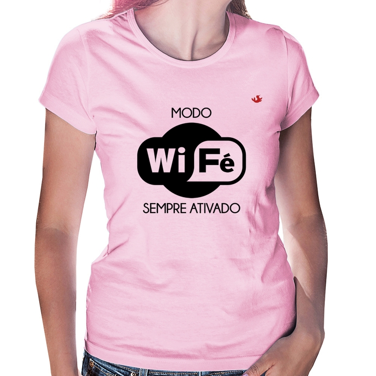 Baby Look Modo Wi-Fé sempre ativado - Rosa Bebê