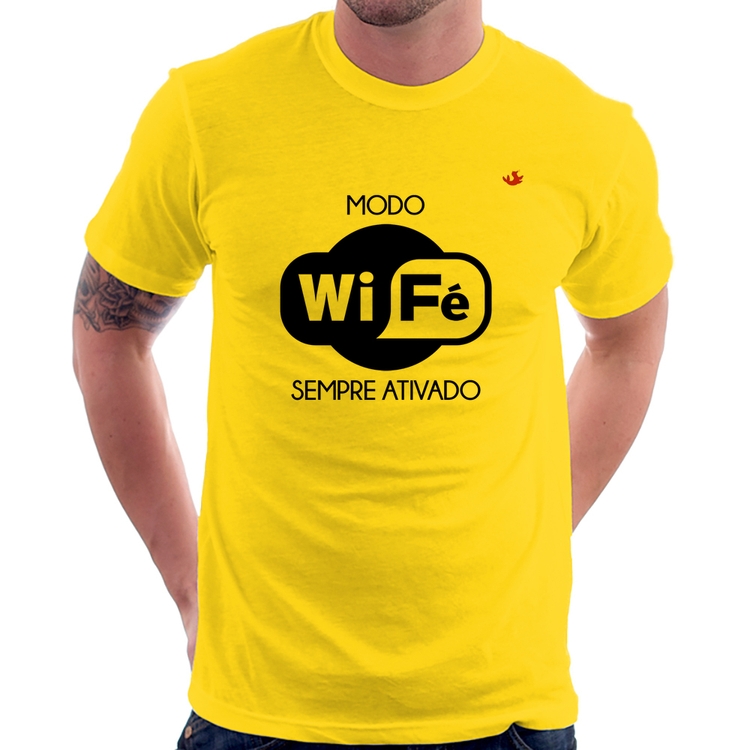 Camiseta Modo Wi-Fé sempre ativado - Amarela