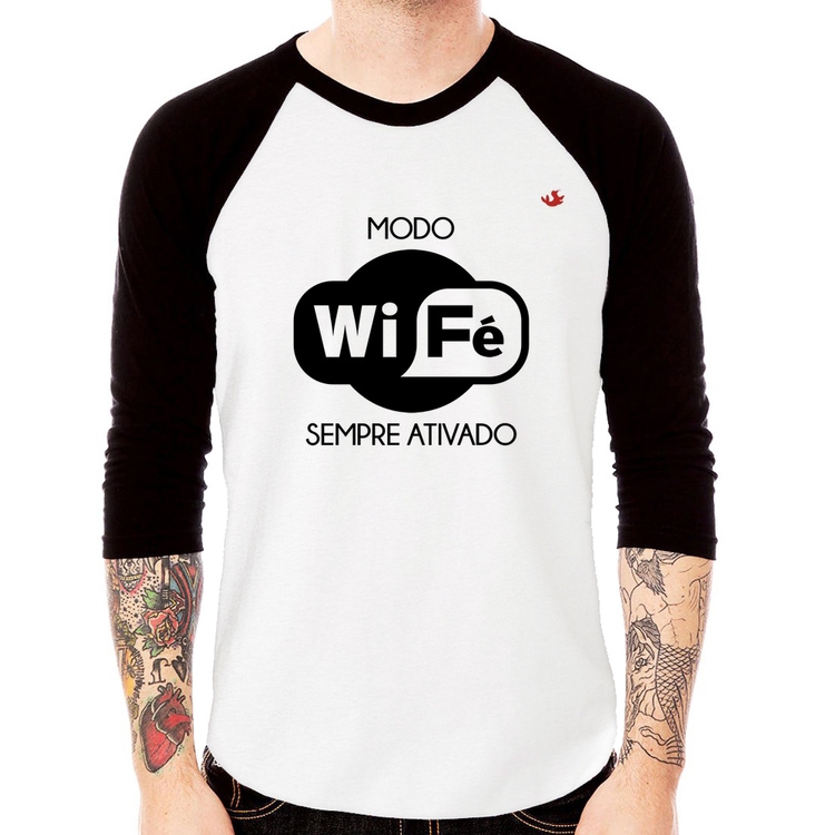 Camiseta Raglan Modo Wi-Fé sempre ativado Manga 3/4