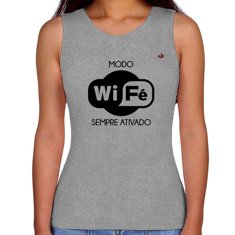 Regata Feminina Modo Wi-Fé sempre ativado - Cinza