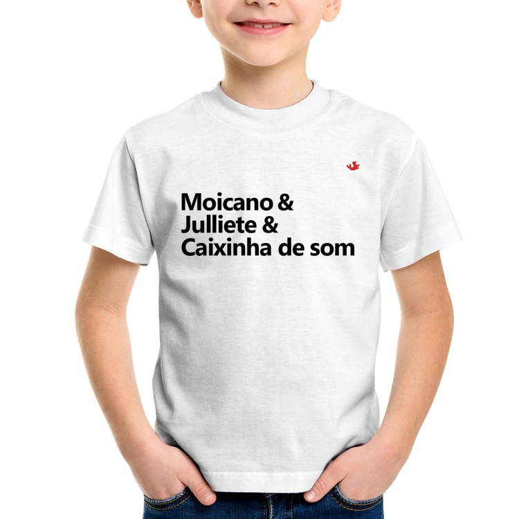 Camiseta Infantil Moicano & Julliete & Caixinha de Som