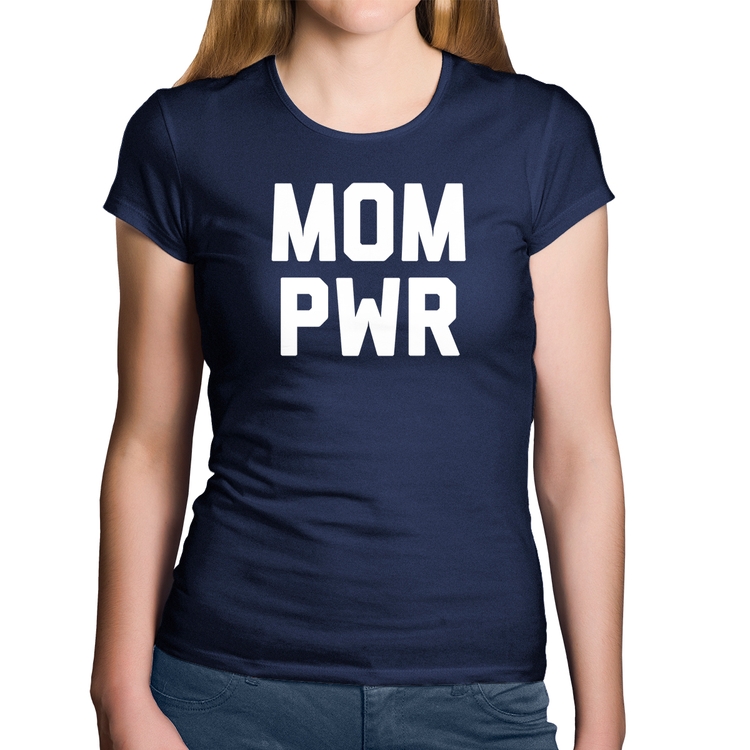 Baby Look Algodão Mom Power - Marinho